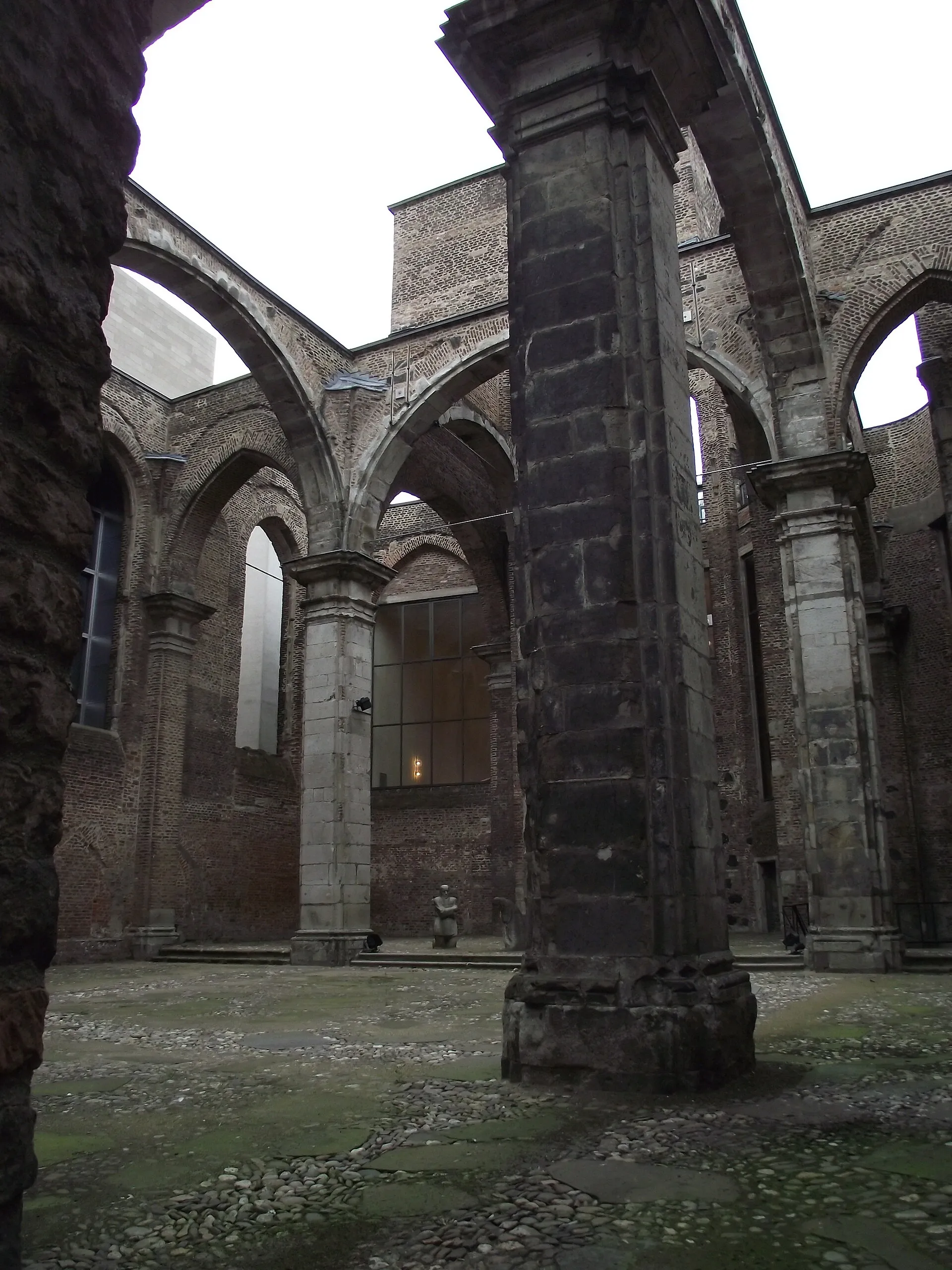 Innenstadt. Quatermarkt Ruins of Romanic Catholic St.Alban Church and Memorial of the World War II & Nazismus victims.
