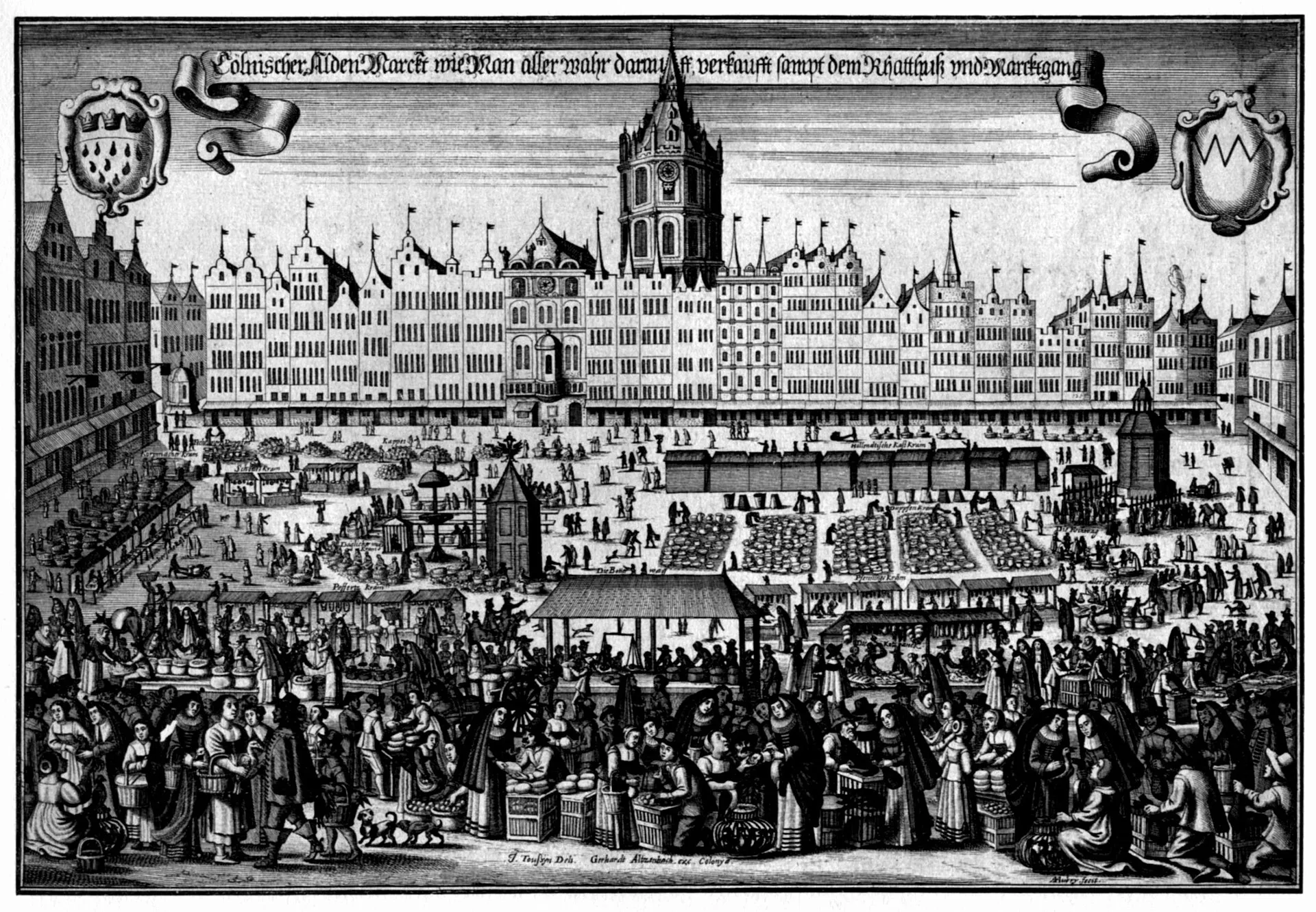 Kupferstich des Alten Markts, Köln, ca. 1660
