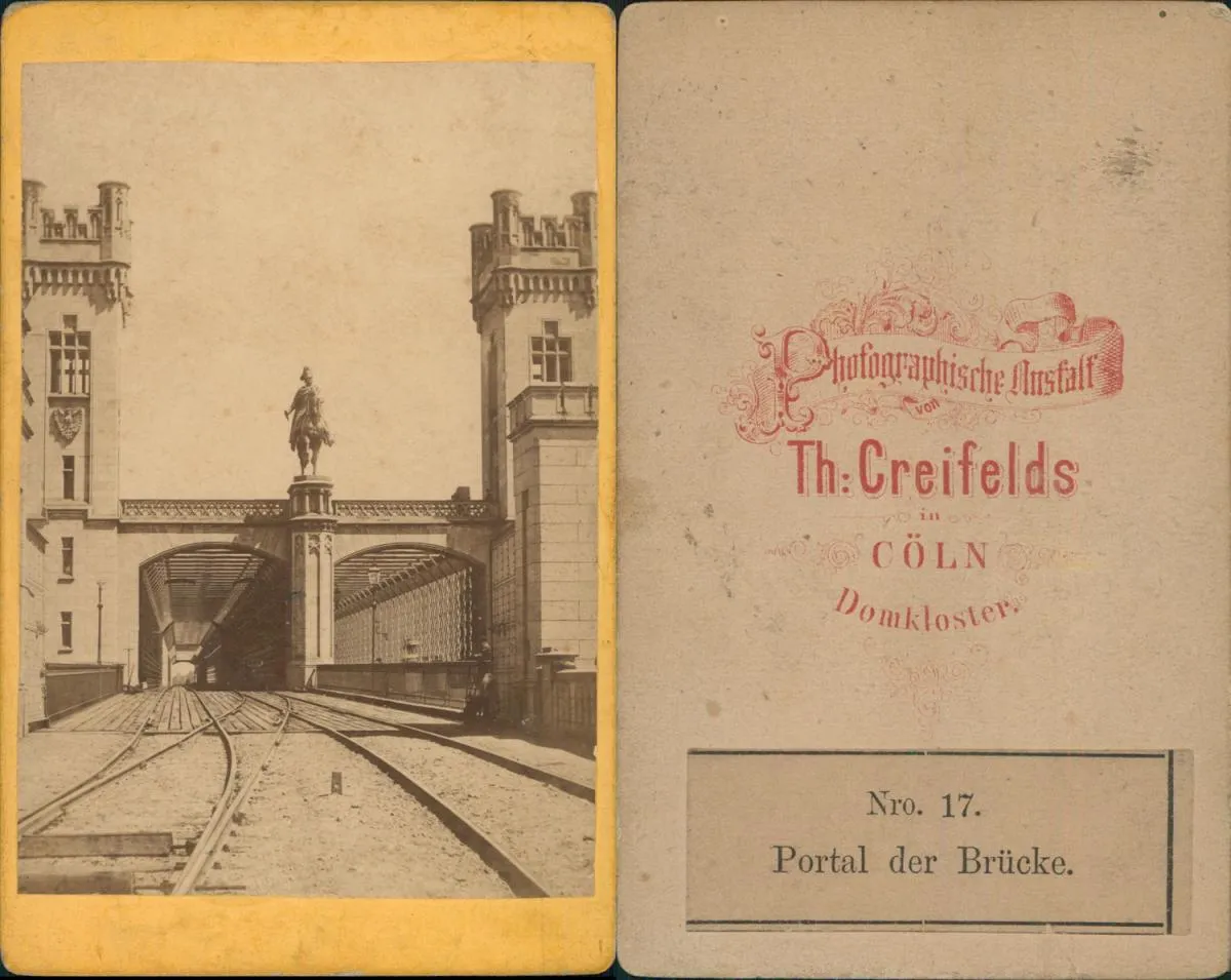 Cologne, Germany, portal of the Dombrücke. Photo by Theodor Johann Hubertus Creifelds, born 1839 in Coblenz, died 1902 in Cologne, albumen print, ca. 1875.