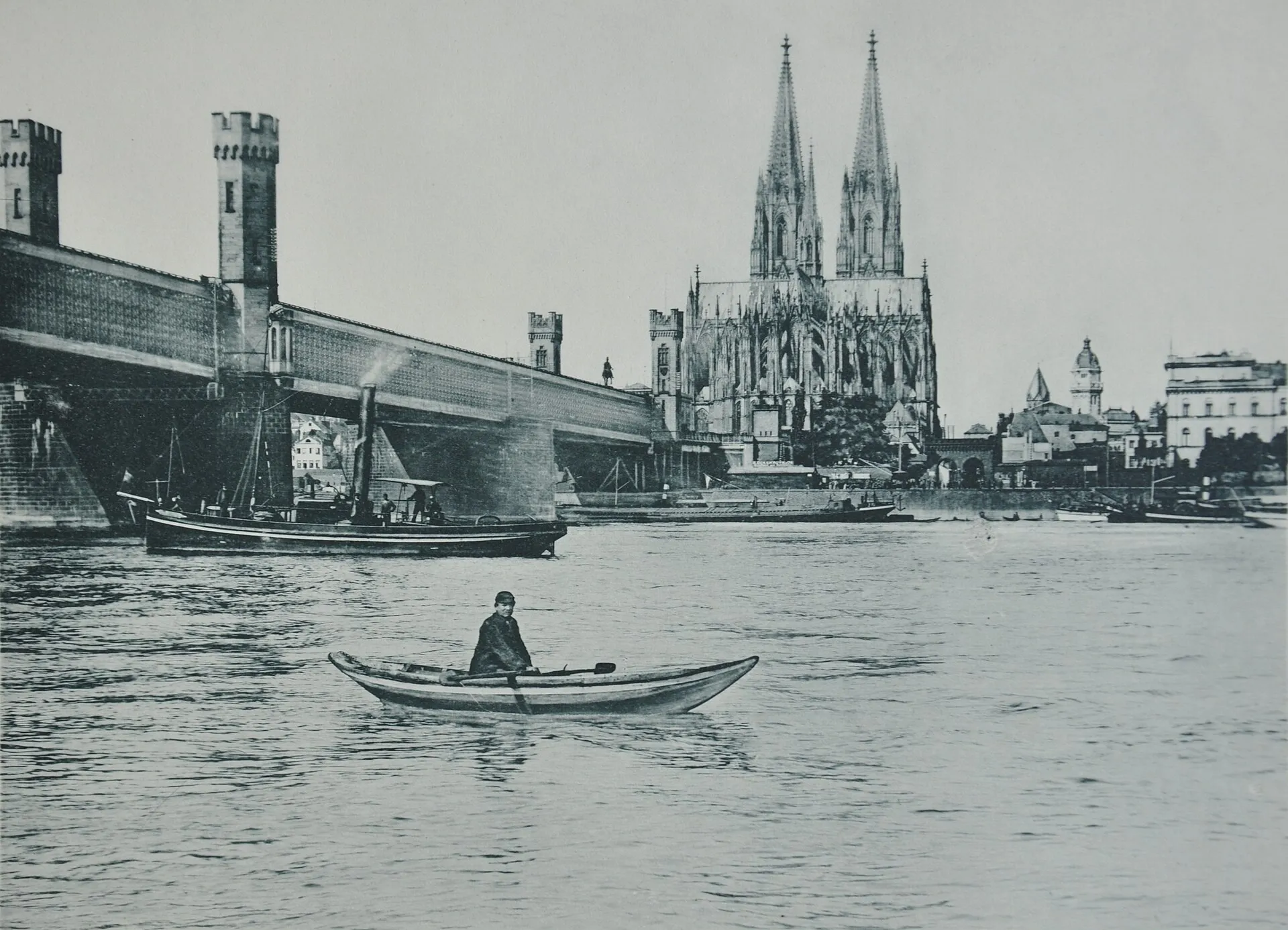 Plate 52. Die Eisenbahnbrücke mit dem Dom from Koeln in Bildern ( Cologne in pictures ), Paul Neubner, Cologne 1896.