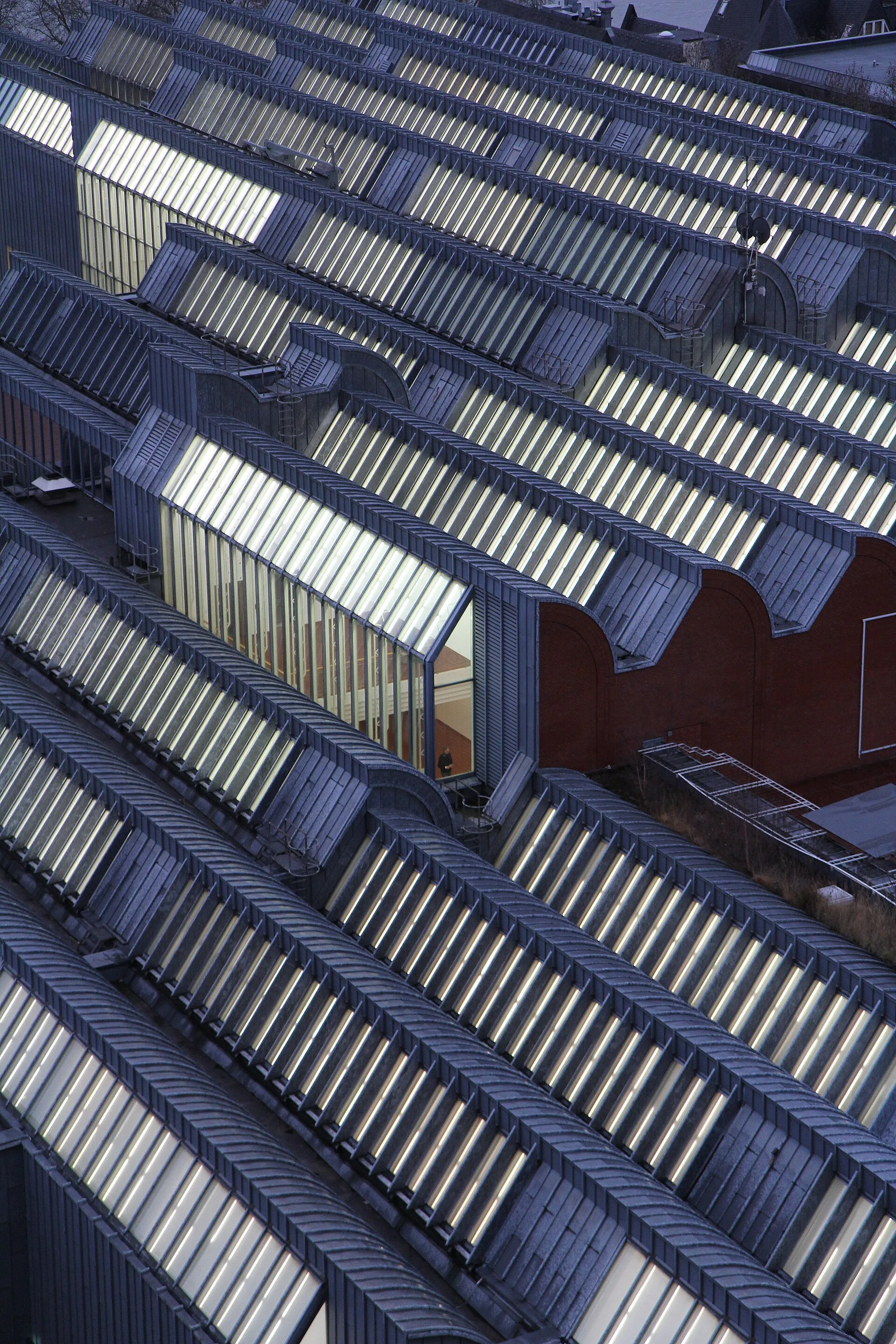 Roof of Museum Ludwig in Cologne, Germany, as seen from the Cathedral.