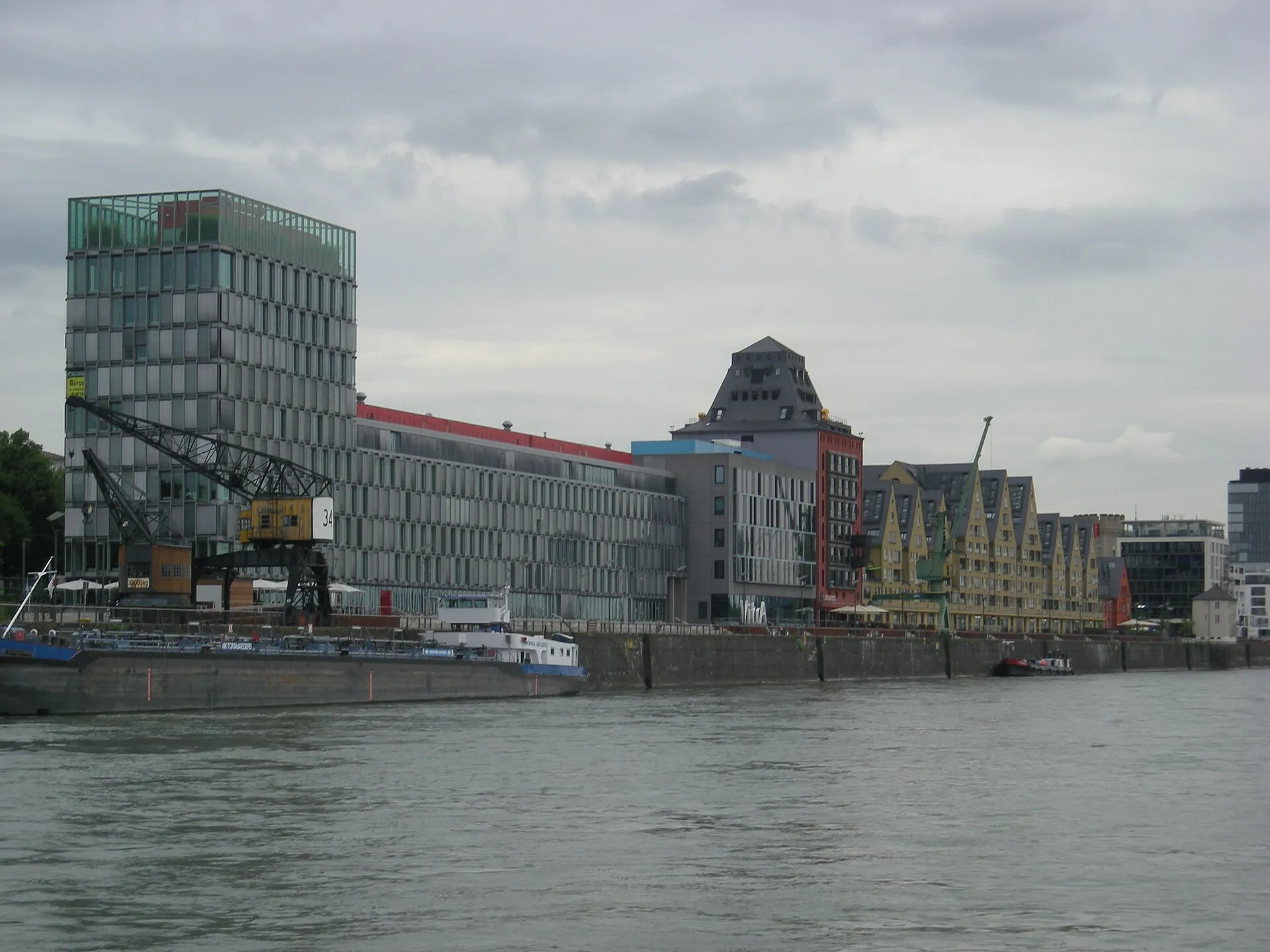 The Rheinauhafen as seen from the Rhine in Köln , Nordrhein-Westfalen ( Germany ).